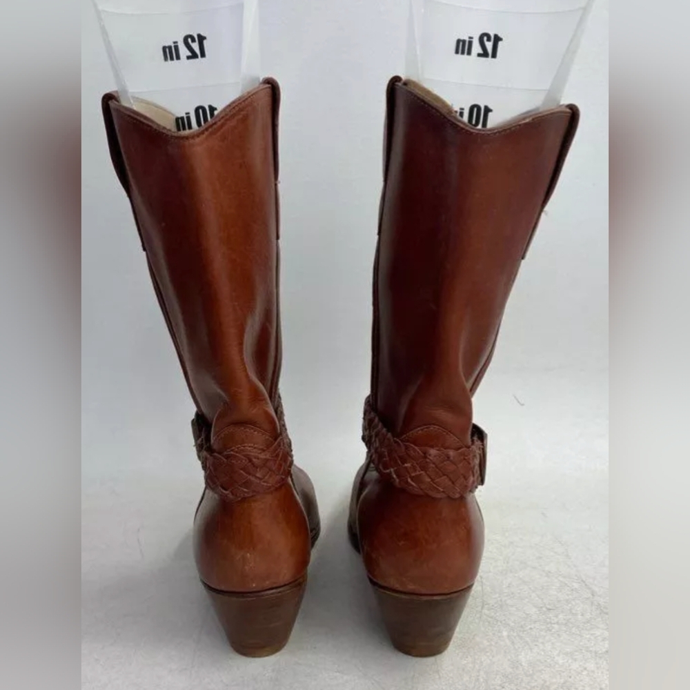 Fortina Western Leather Boots with Braid Detail Size 9 Used Excellent MSRP $175 - Picture 4 of 6